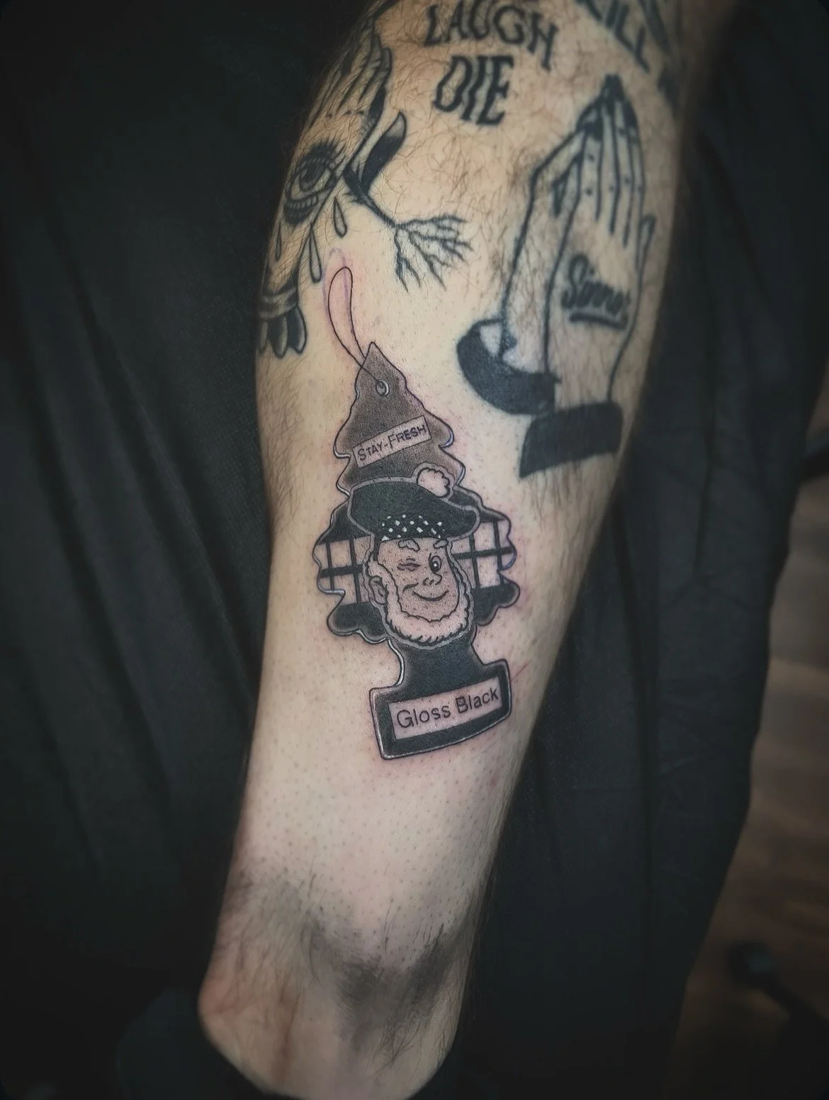 Rusto-Freshner from my last flash sheet, big thanks to anyone who&rsquo;s got one of my designs recently it means a lot🙏🍻

Tattoo done @savepoint_tattoo