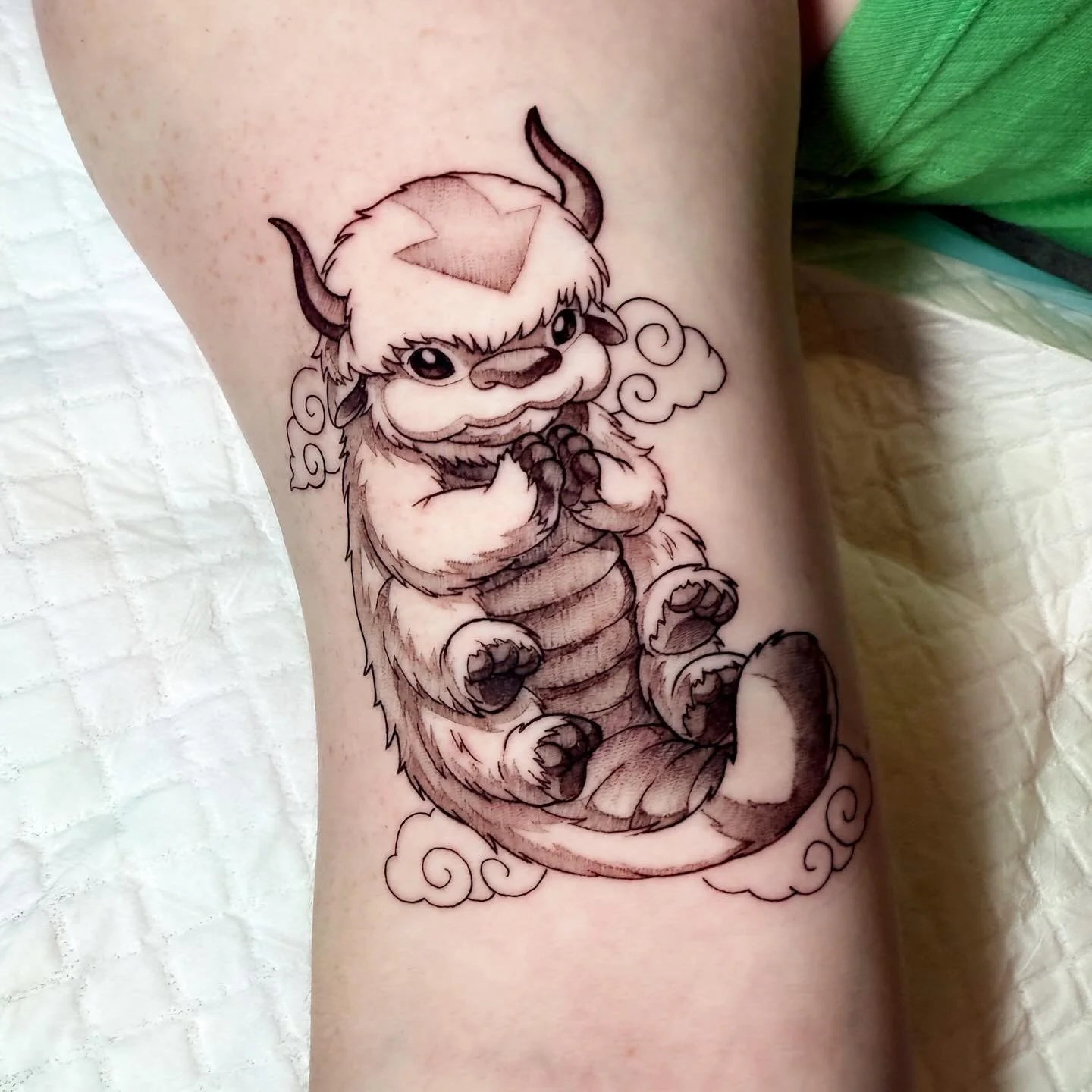 &ldquo;Appa yip yip!&rdquo; Did this cute appa in an aang pose for Georgia yesterday- thank you 💖

#appaavatar #appatattoo #aang #avatarlastairbender #avatartattoo #avatarlastairbendertattoo #cutetattoo #cartoontattoo #animetattoo #tattooideas