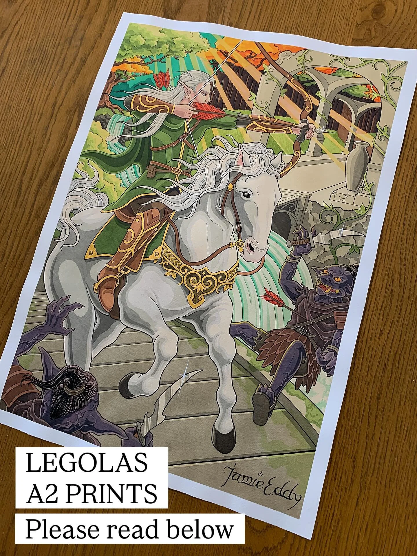I&rsquo;ve had a few people ask me about prints so I think I&rsquo;m going to start taking orders now! 🧝🏻&zwj;♂️
A2 prints for &lsquo;Tales of Legolas&rsquo; will be a limited run of 50 only 🙏 $130 each. Order now through @jamieeddyprints DM! Don&