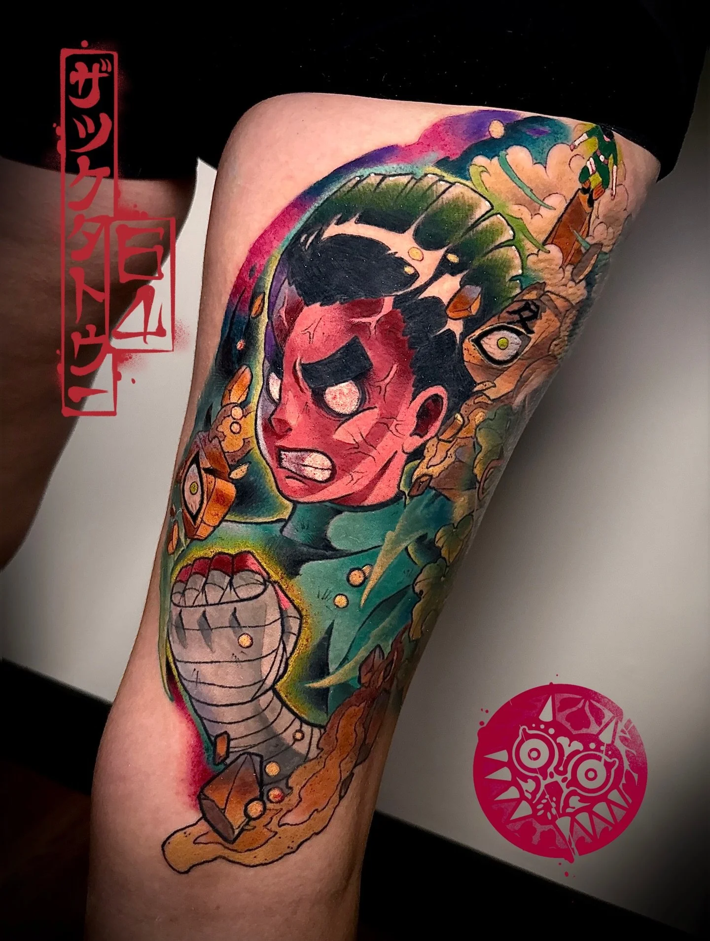 🌱⛩️ Rock Lee ⛩️🌱 
This was a supper fun piece I got to do for the crazy talented @noodlesdrawz , most of the colours healed, thanks for looking! 💫 
Done @savepoint_tattoo 💥 
.
.
.
.
#rocklee #naruto #animetattoo #zaktattoos64 #brisbanetattooartis