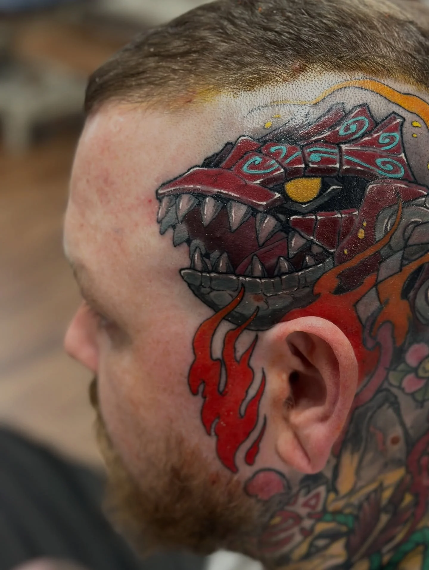 A wild Groudon has appeared on my mate @zak_tattoos64 head! High stakes tattooing a Pok&egrave;mon on the Pok&egrave;mon master himself, thanks heaps mannn 🍻💖🙌
 
Give Zak's work a suss while you're here, he's consistently crushing it with this stu