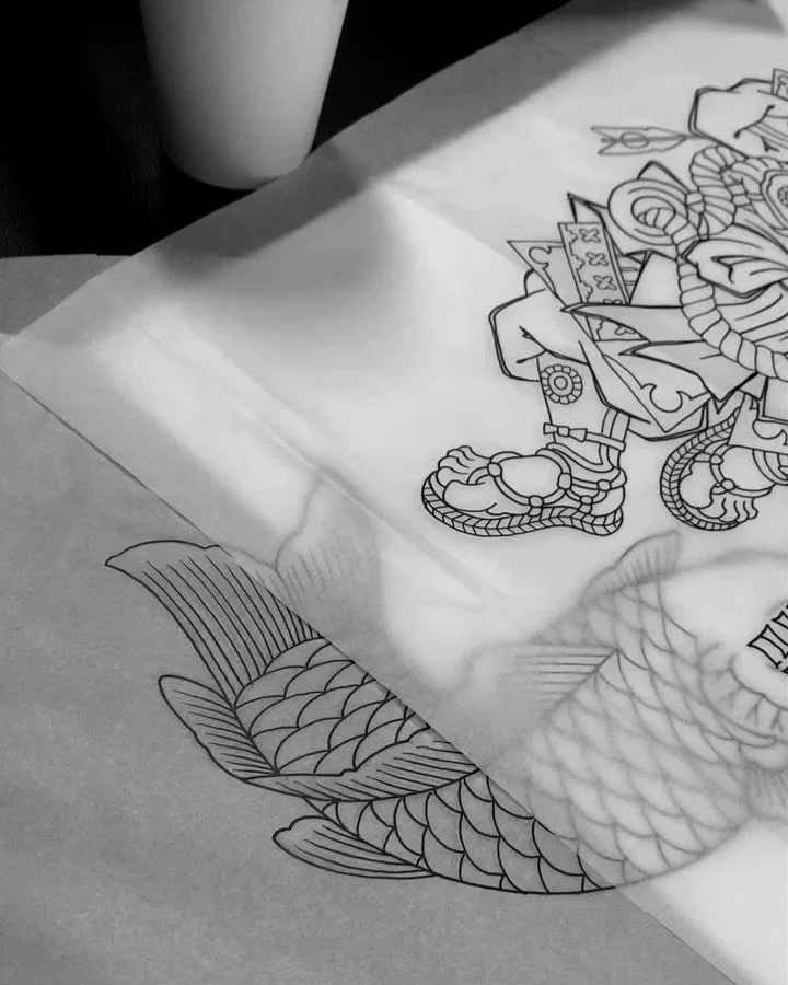 Tomomori ⚓️🌊 drawings for an up coming sleeve! 
@savepoint_tattoo 
#tomomori #samurai #koifish #japanesetattoo #japaneseart