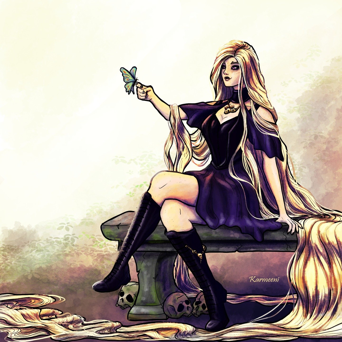 Happy vibes with a butterfly :)

#digitalart #originalcharacters #gothicgirl #rapunzel