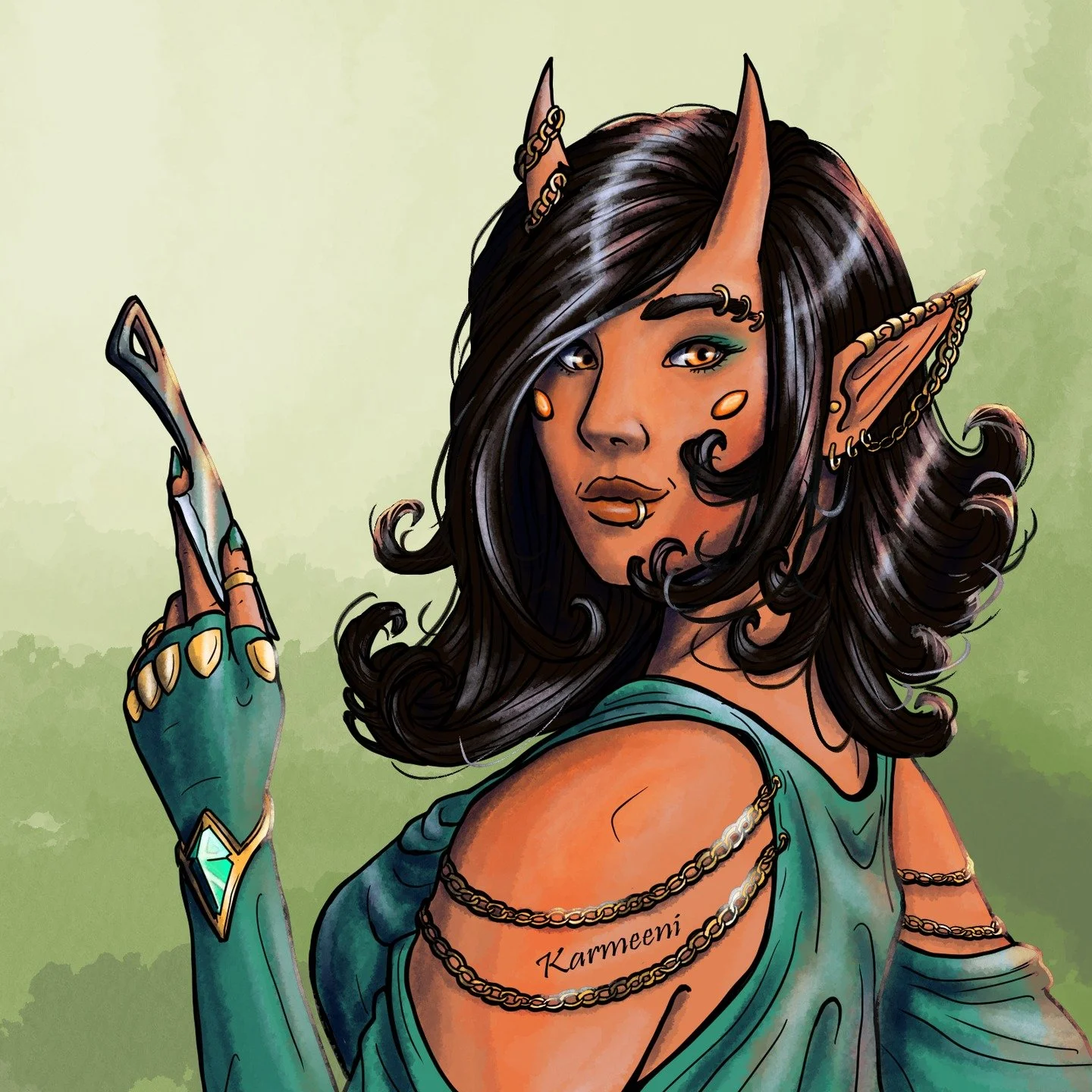 #digitalart #fantasy #fantasyart #digitalpanting #demon #demongirl #tiefling #tieflinggirl 

A first drawing/design of Zara, one of two characters created by a demon (so basically a tiefling)