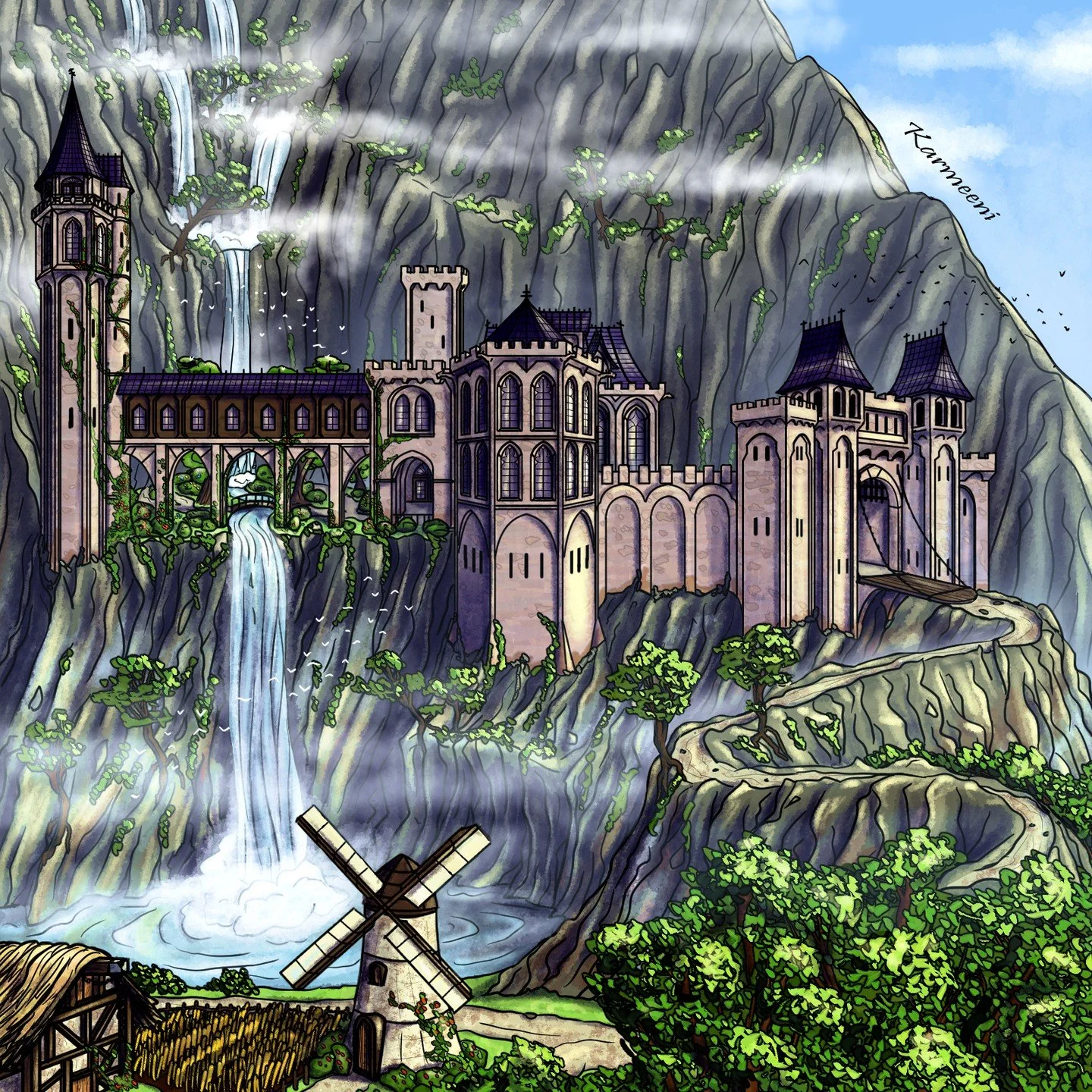 #digitalart #fantasy #fantasyart #digitalpanting #castle #background

Some background practice :)