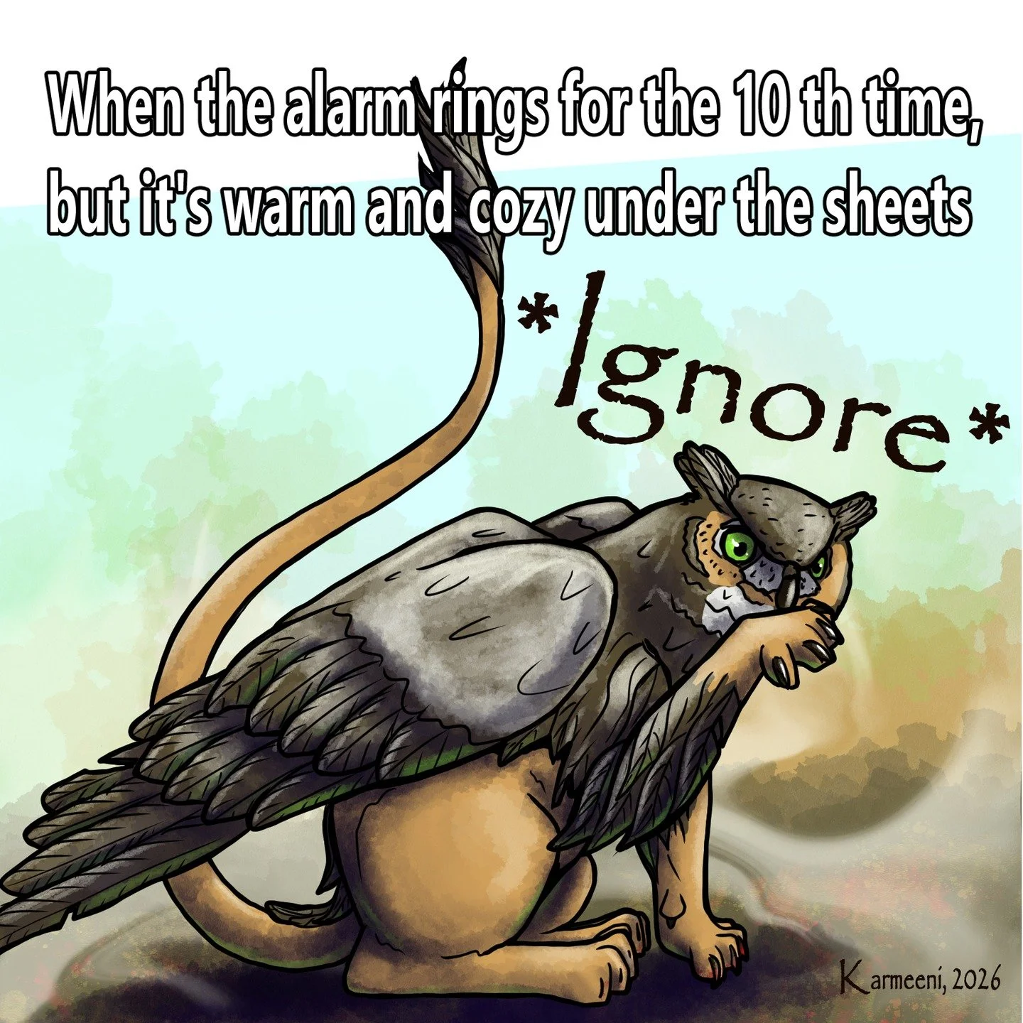 Achilles the catowl doesn't care, he does what he wants!

https://www.webtoons.com/en/canvas/untangled/list?title_no=1082423

#digitalart #fantasy #fantasyart #digitalpanting #webtoons #webcomic #untangled