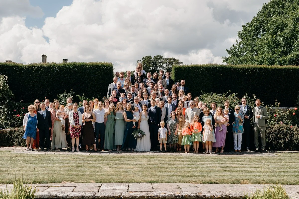 Group picture taken by pip&clo Dorset wedding photographers