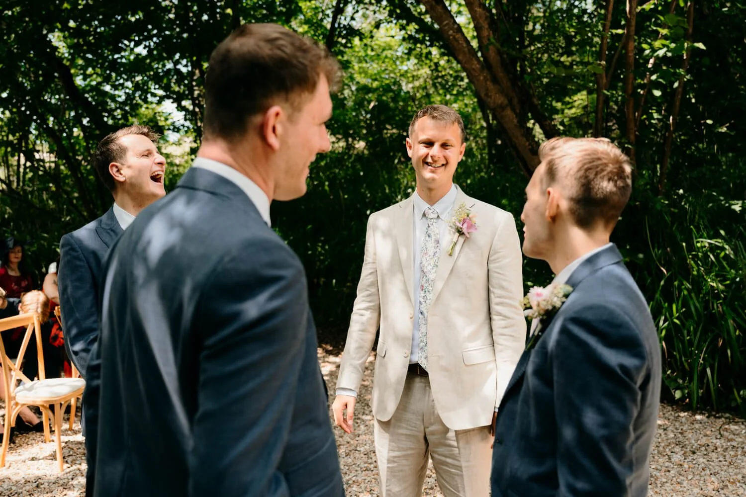 Groom and groomsmen at ceremony 