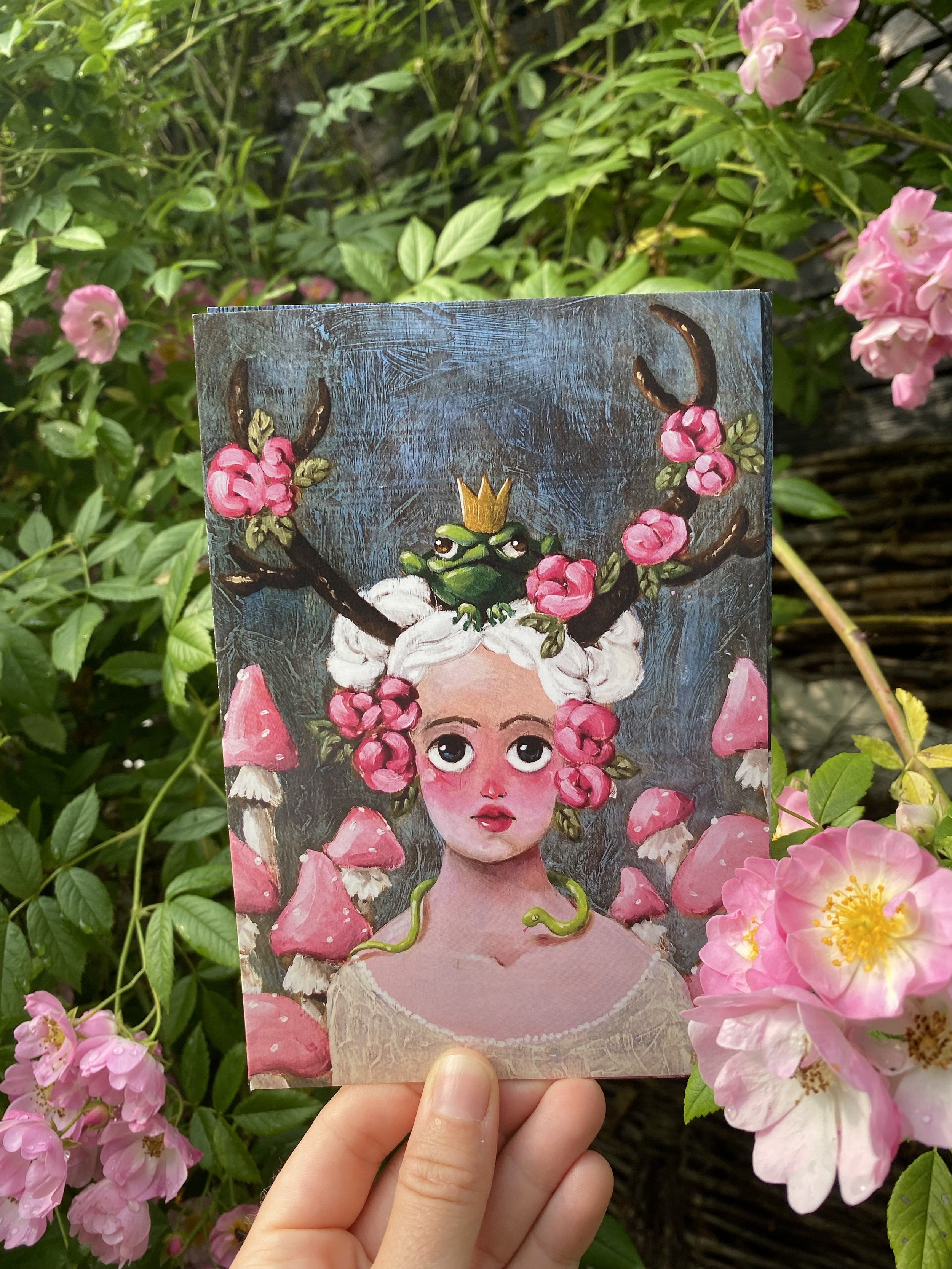 Postkarte - Frosch im Haar