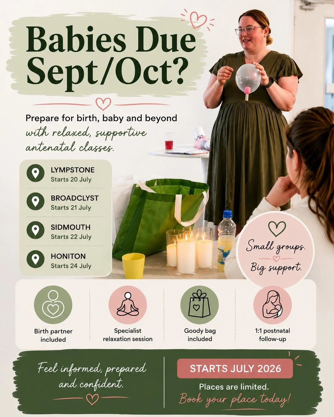 🤰 Babies due in September or October?

My July antenatal courses are now booking across East Devon and Exeter, helping expectant parents feel informed, prepared and confident as they approach birth and early parenthood.

These relaxed, supportive cl