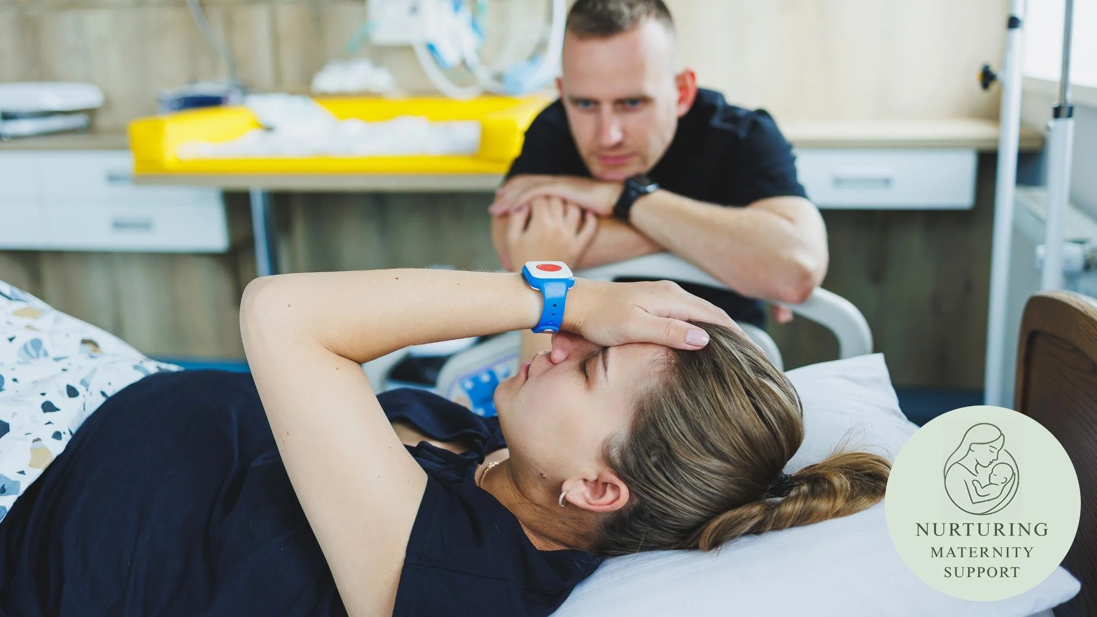 Pregnant woman being supported through labour