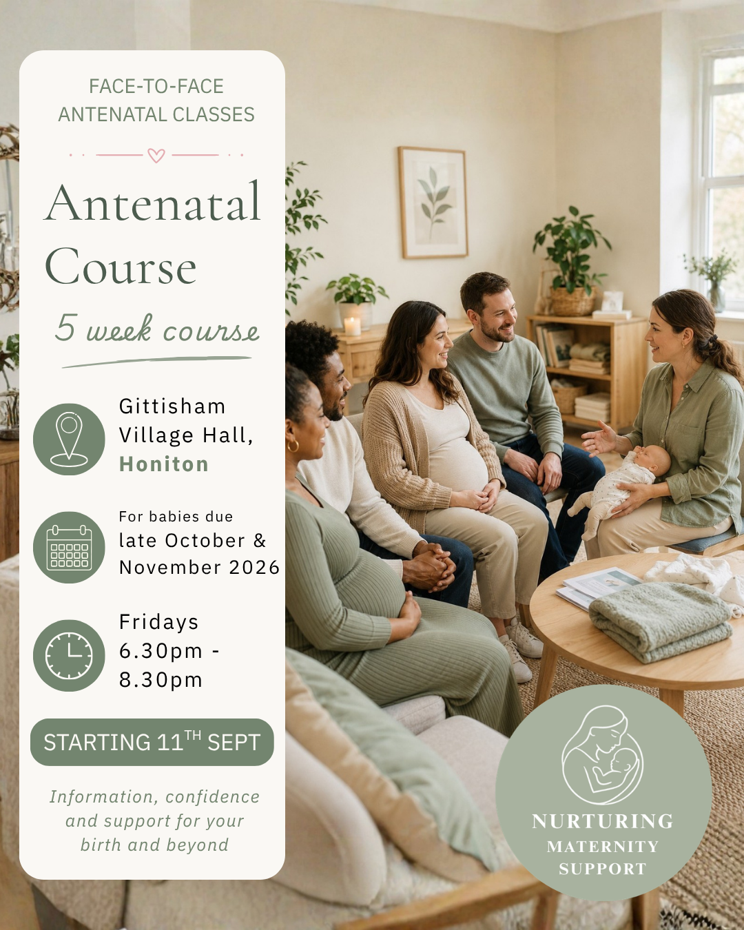 Antenatal Class - Gittisham Village Hall, Honiton - September 2026