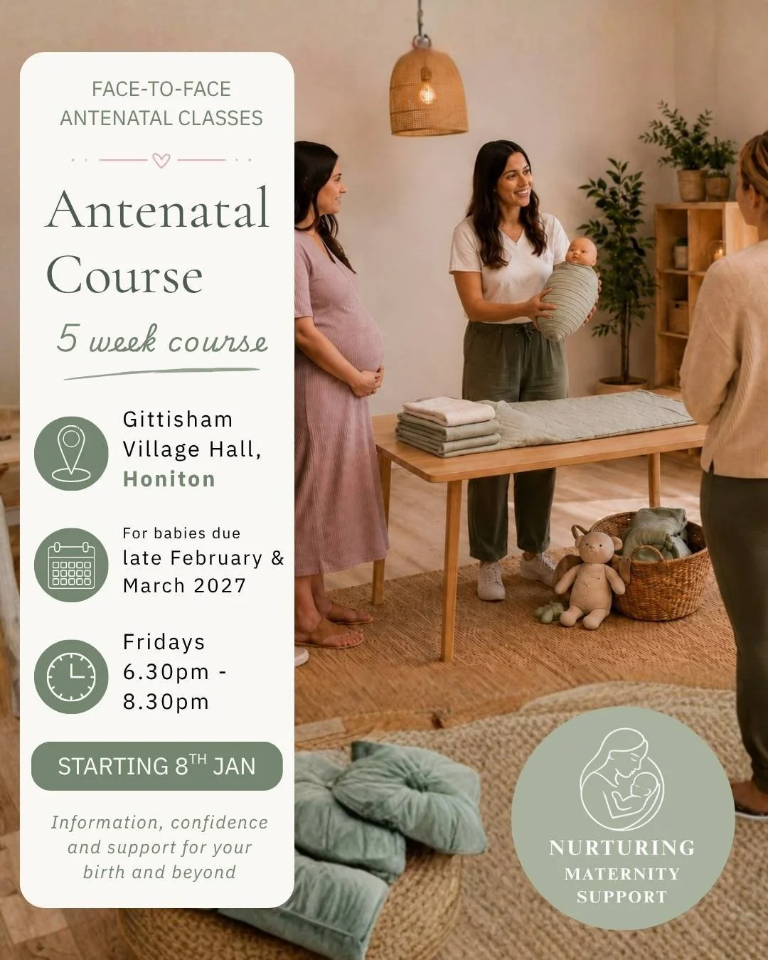 Antenatal Class - Gittisham Village Hall, Honiton - January 2027