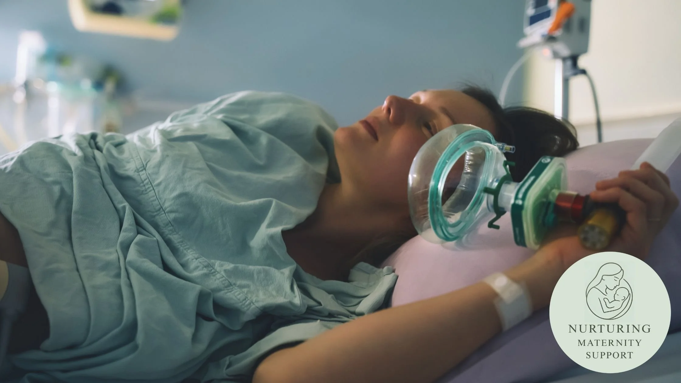 A mum breathing during labour