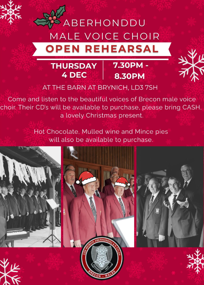 Aberhonddu Male Voice Choir (Open Rehearsal) &amp; Christmas Market