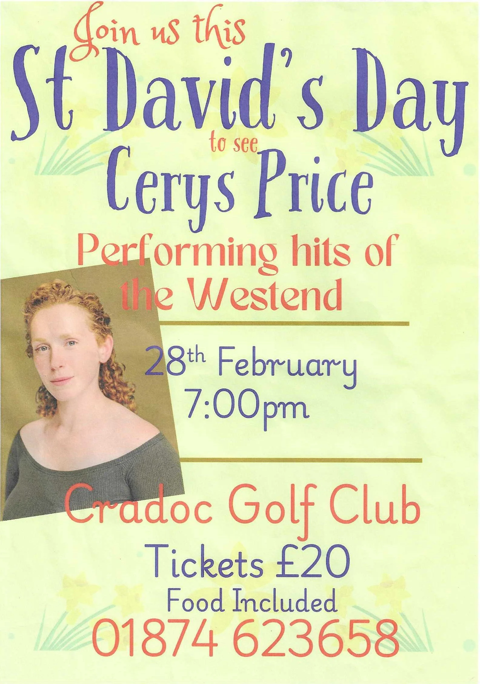 St David's Day: Cerys Price Performing Hits of the Westend