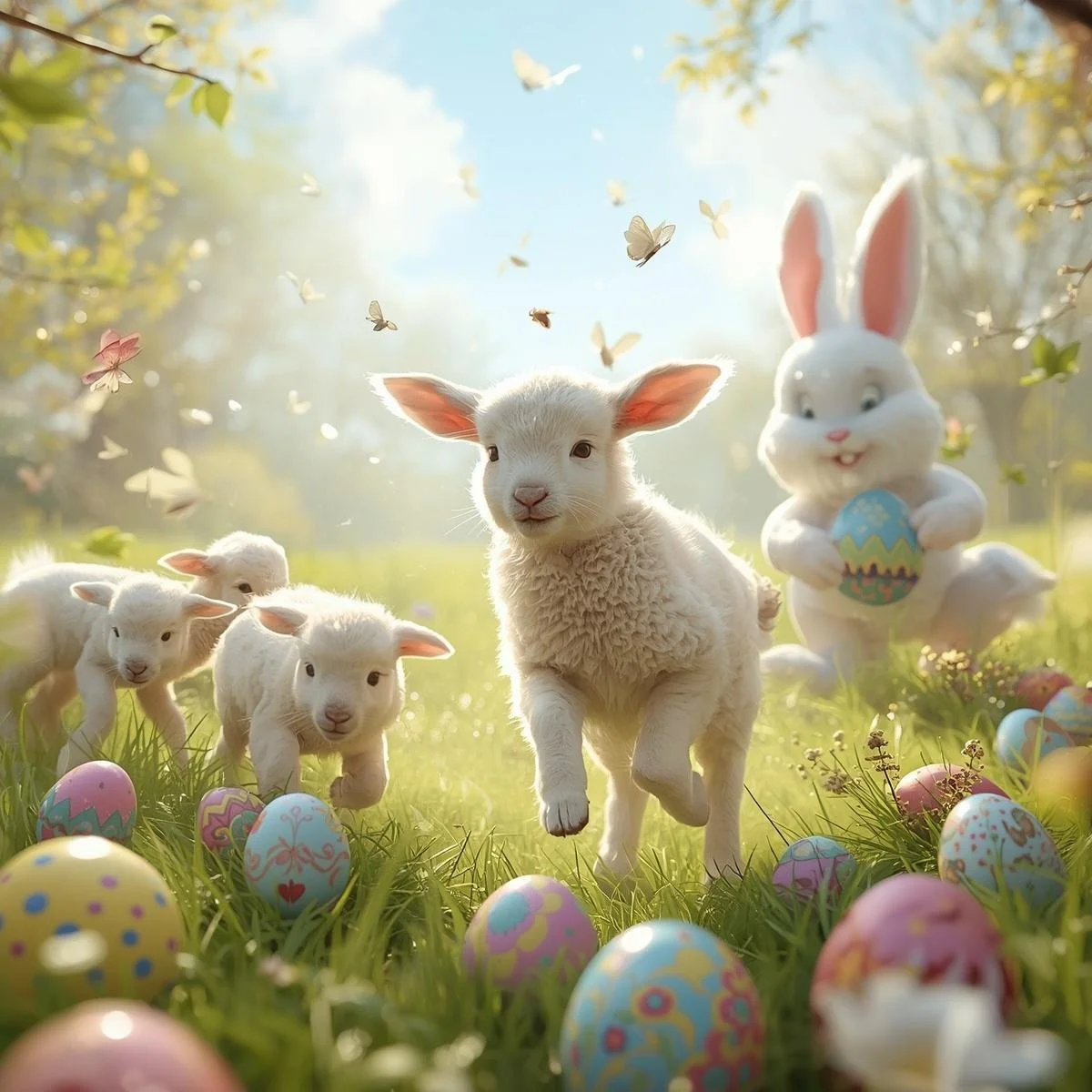easter egg hunt with lambs and the easter bunny.jpg