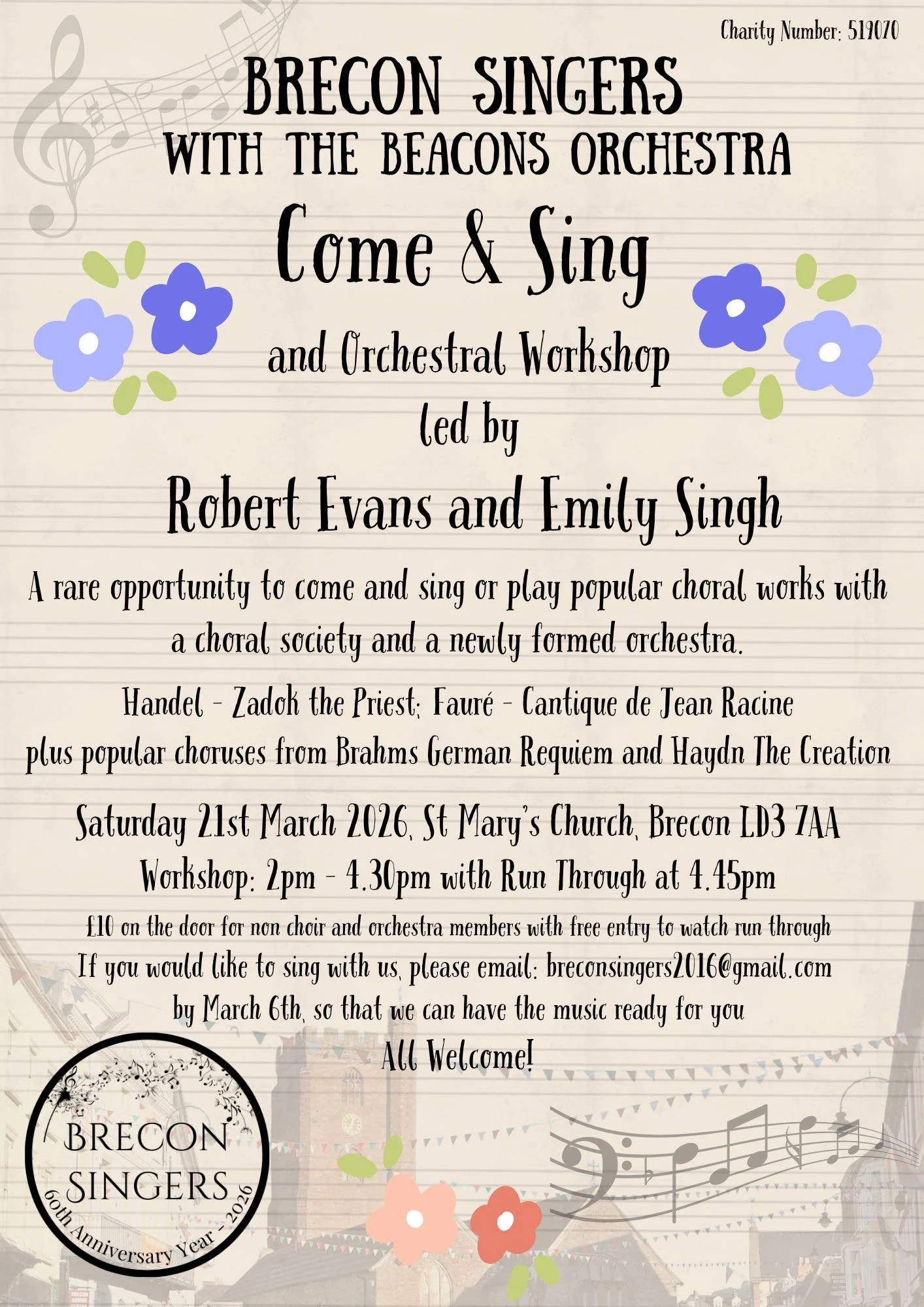 Brecon Singers with Beacons Orchestra: Come and Sing &amp; Orchestral Workshop