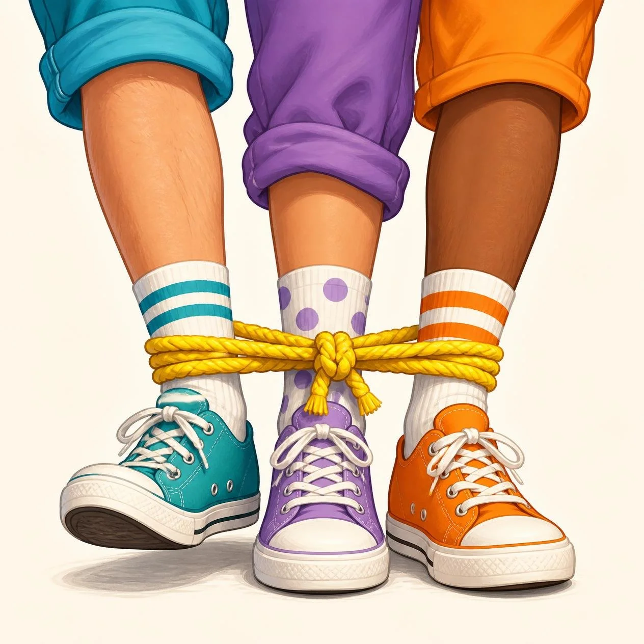 three legs tied up (as though in a three legged race, but no faces or any background).jpg