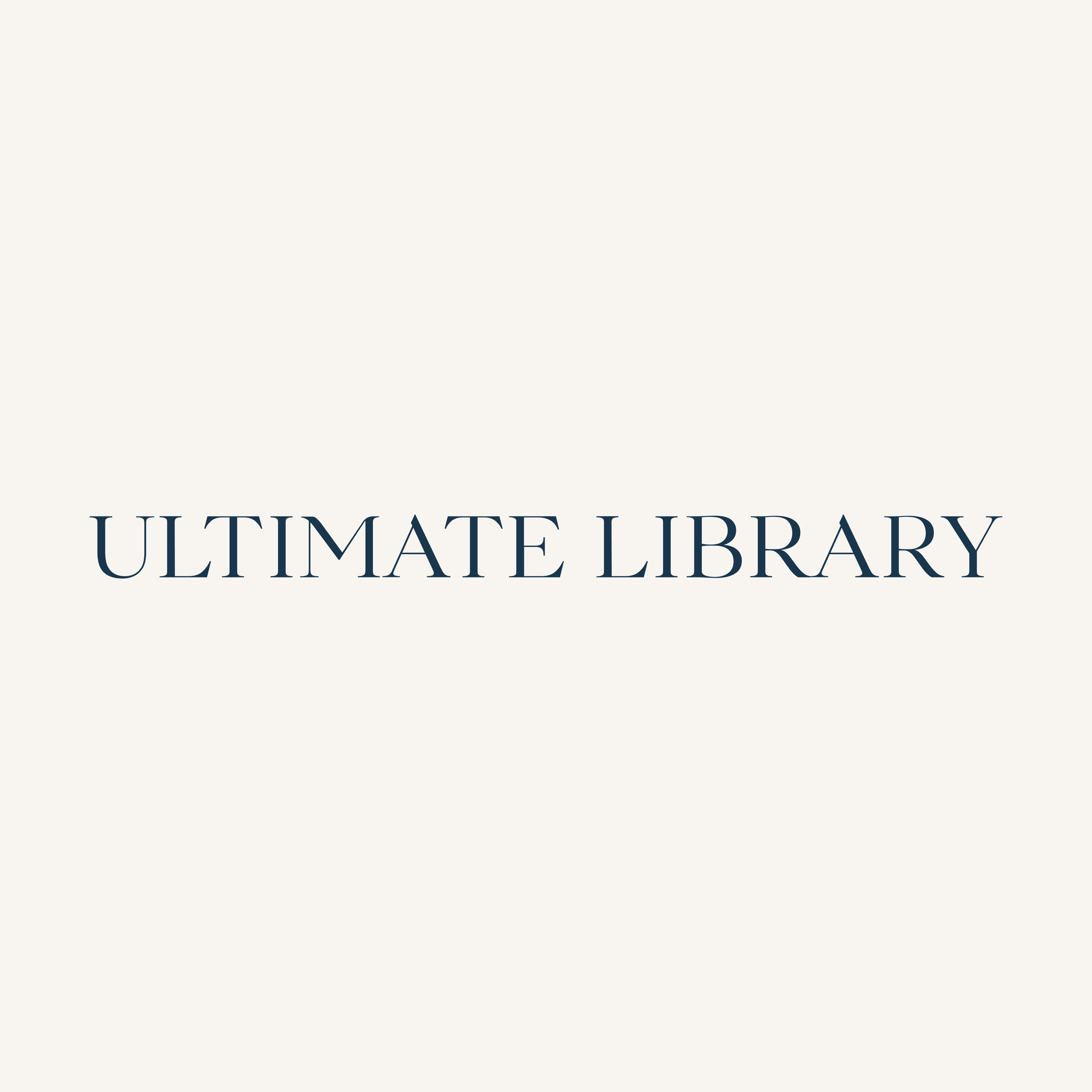 A light beige background with the black text 'ULTIMATE LIBRARY' centered in the middle.