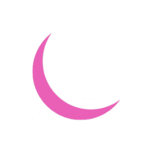 Pink crescent moon on white background