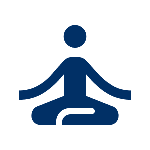 Blue yoga icon depicting a person in a seated meditation pose.
