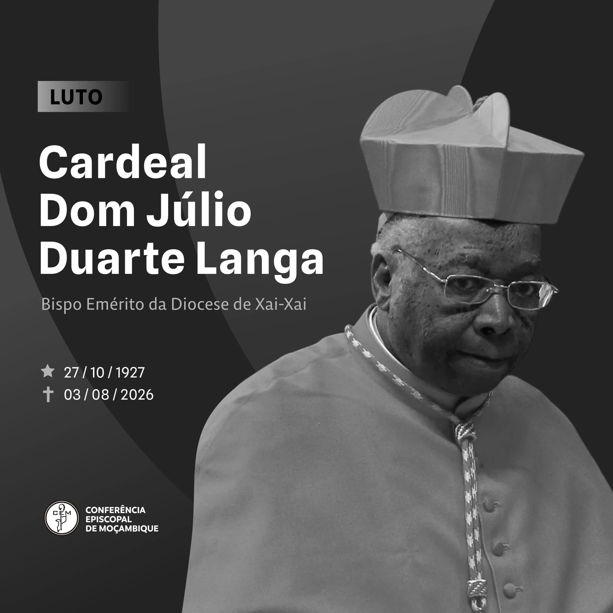 Morre Cardeal Dom Júlio Duarte Langa, Bispo emérito da Diocese de Xai-Xai