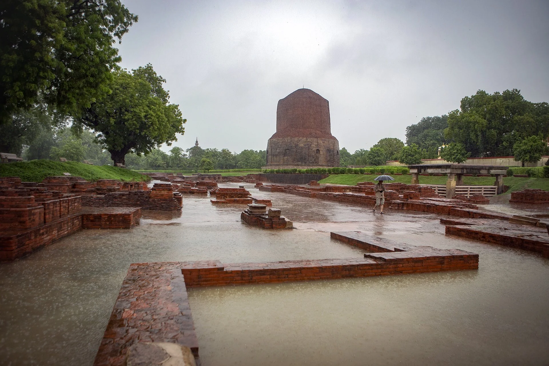 Dhamek Stupa in the monsoon, Sarnath
