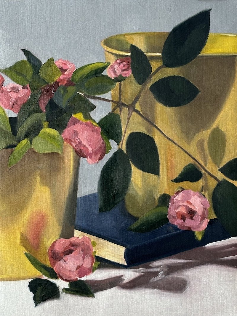 Pink Roses, 16 x 20 Oil on Canvas 2024