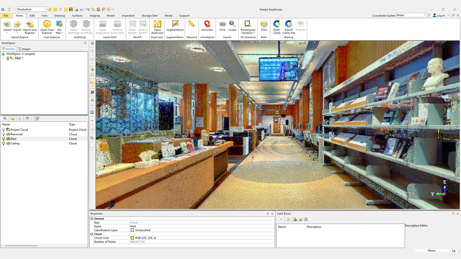 Point cloud of the Medical Library in Trimble RealWorks
