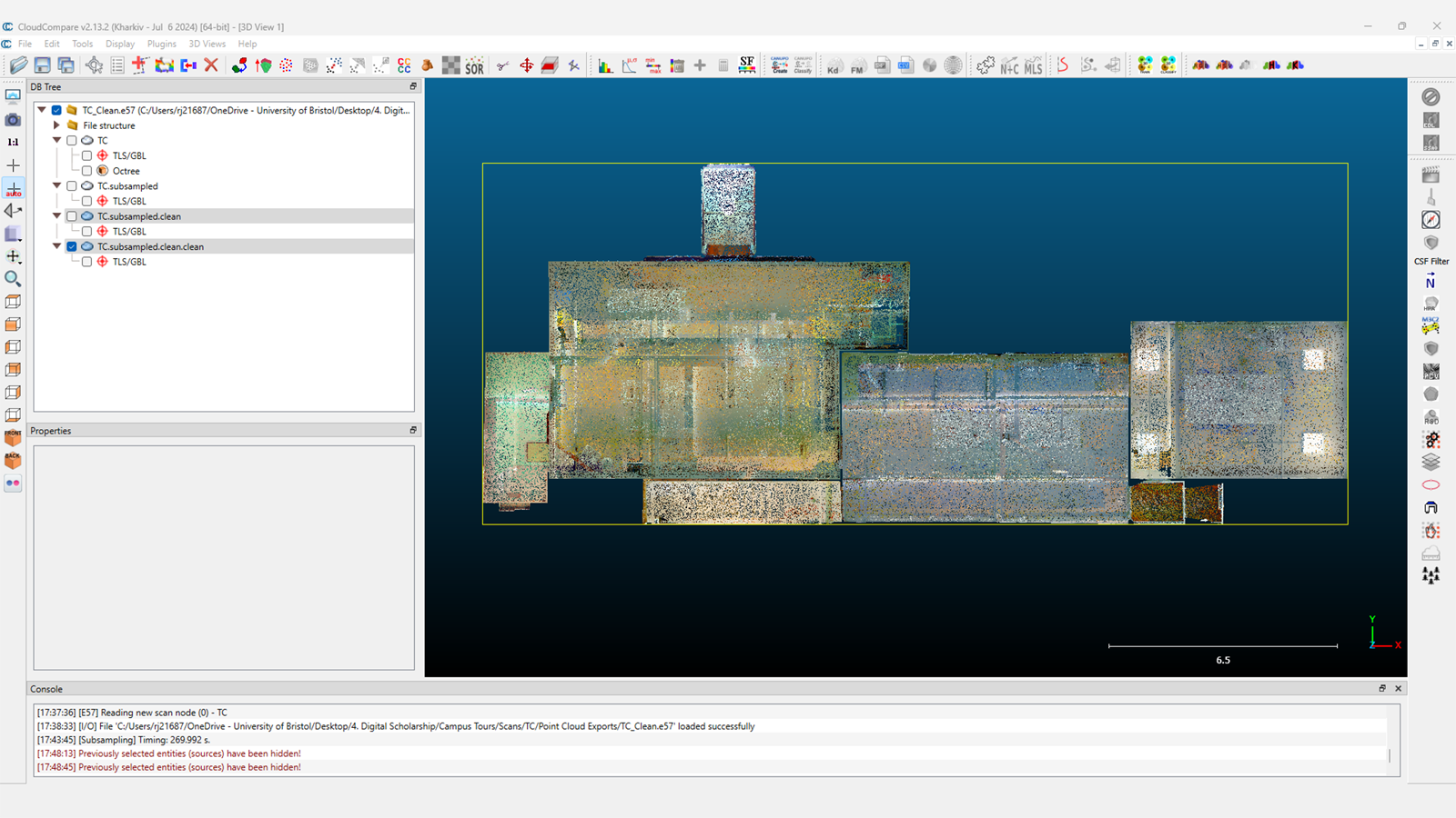 3D scan of the Theatre Collection, downsampled and cleaned in Cloud Compare