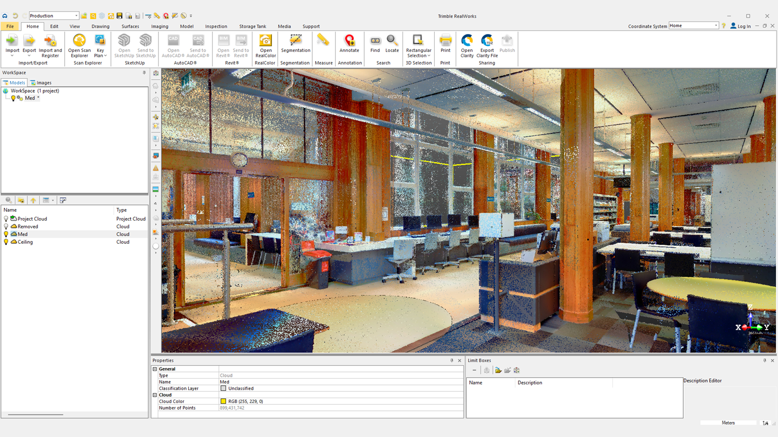 Point cloud of the Medical Library in Trimble RealWorks