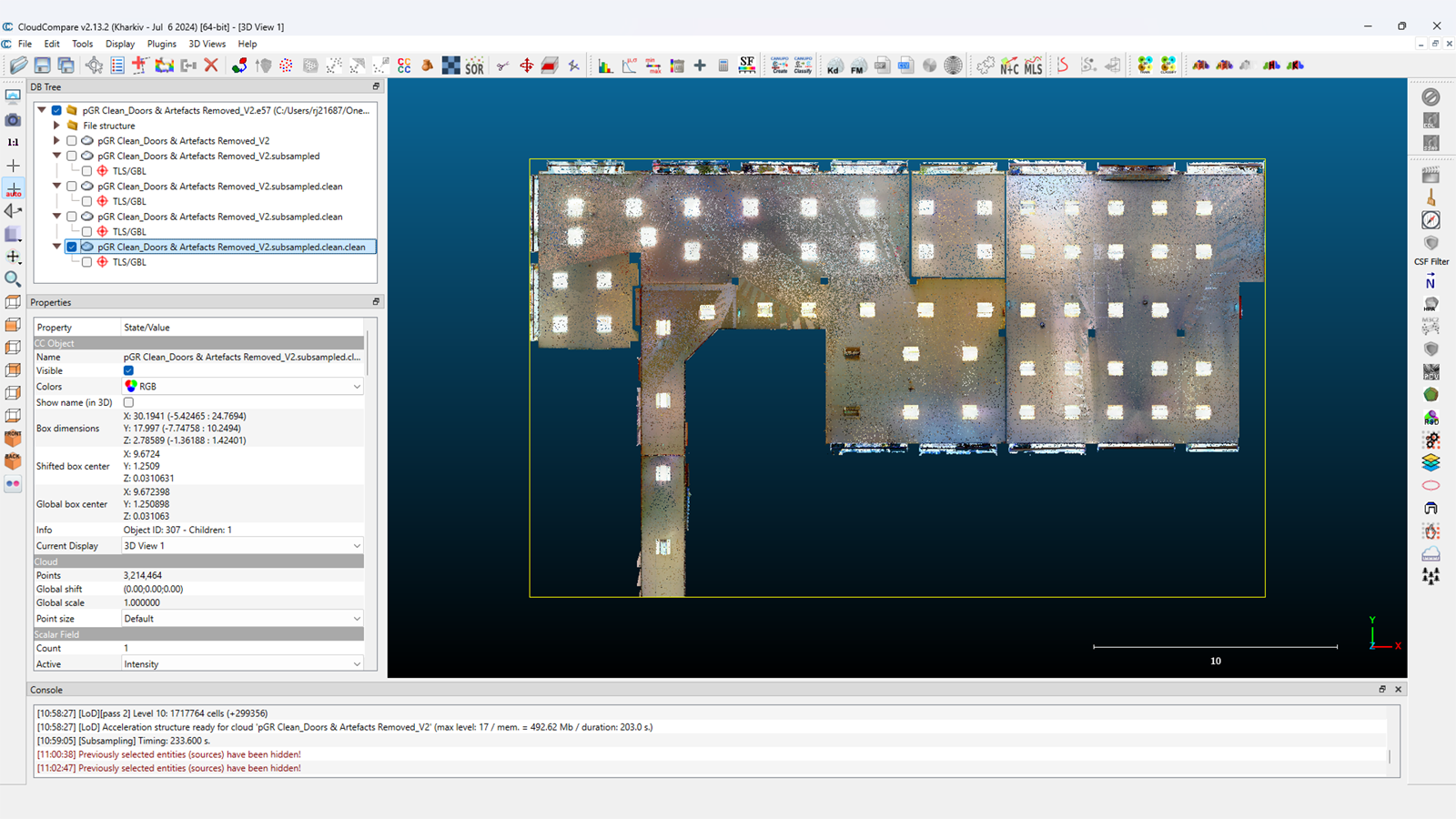 3D scan of the PGR Hub, downsampled and cleaned in Cloud Compare