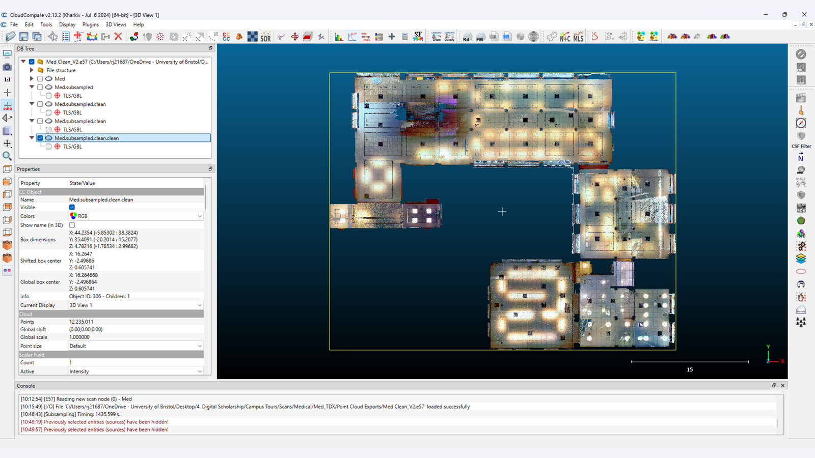 3D scan of the Medical Library, downsampled and cleaned in Cloud Compare