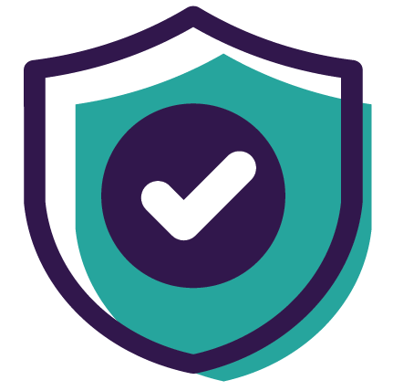 Shield with a checkmark in the center indicating security or protection