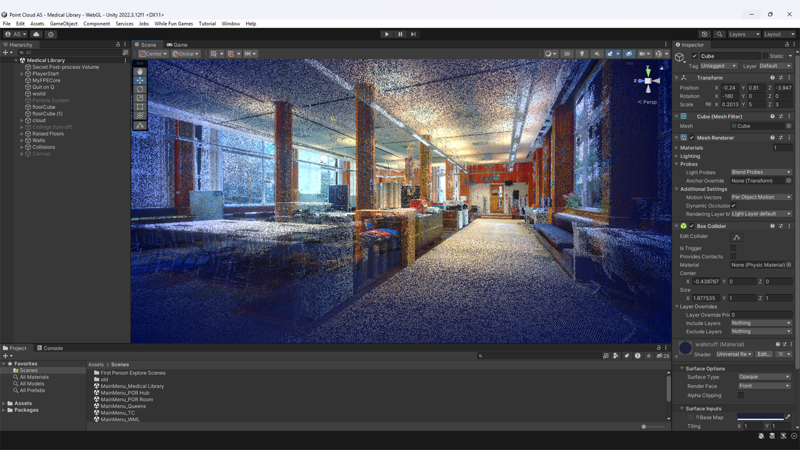 PLY of the Medical Library from Cloud Compare imported into Unity
