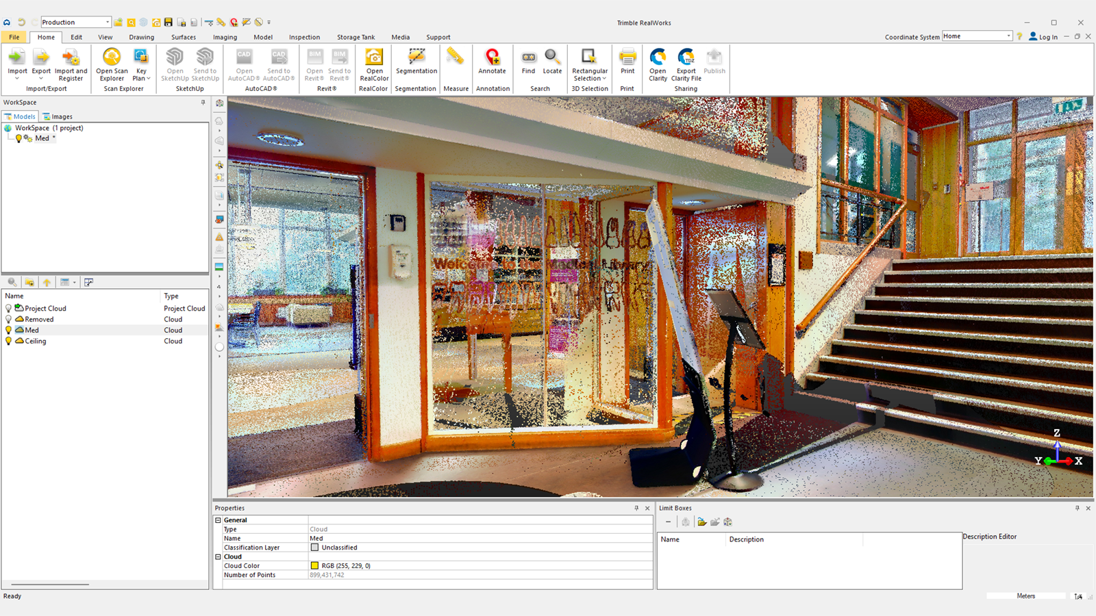 Point cloud of the Medical Library in Trimble RealWorks