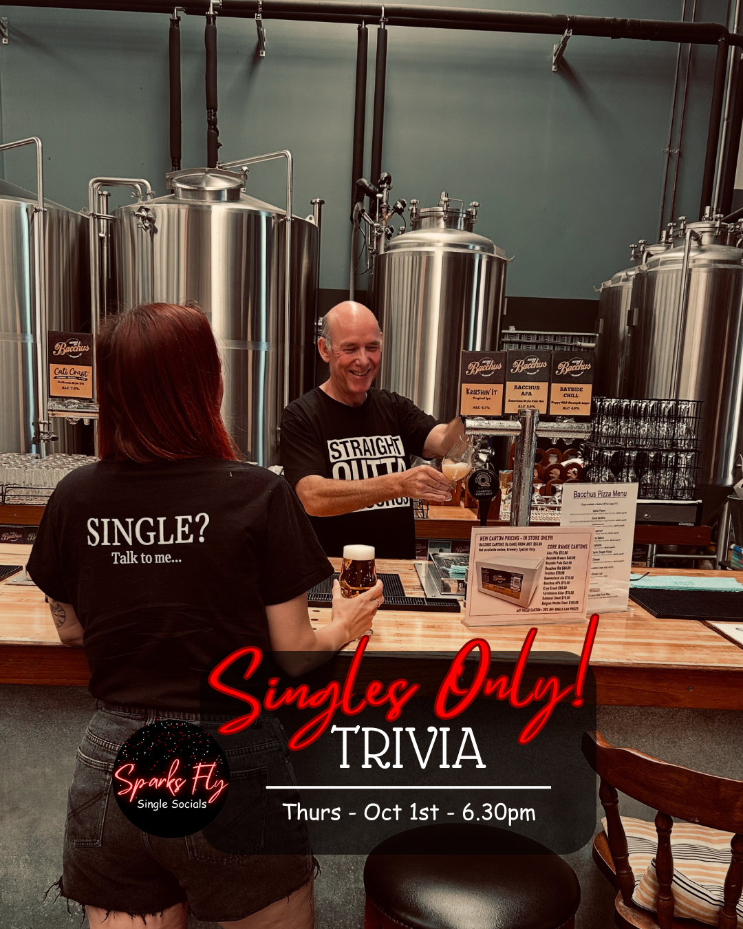 Redlands Trivia Capalaba bacchus brewing sparks fly singles only brisbane