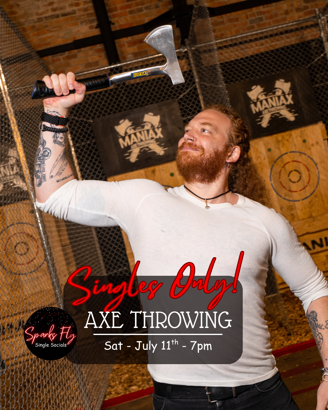 Brisbane Maniax Sparks Fly Single Socials Axe Throwing