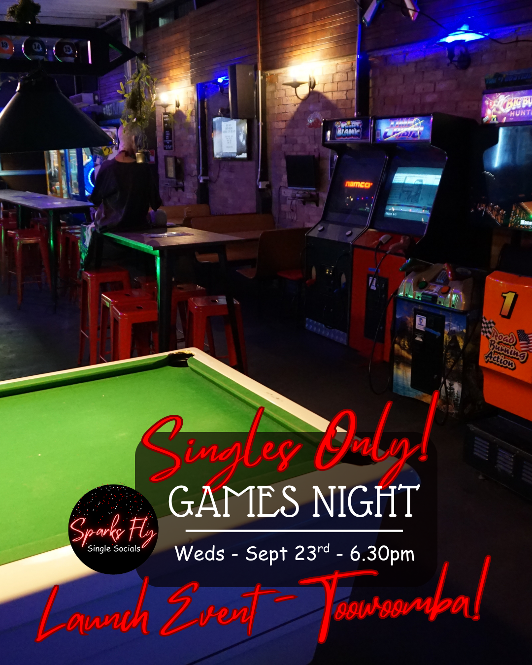 Toowoomba Flippd Sparks Fly Singles Only Games Night