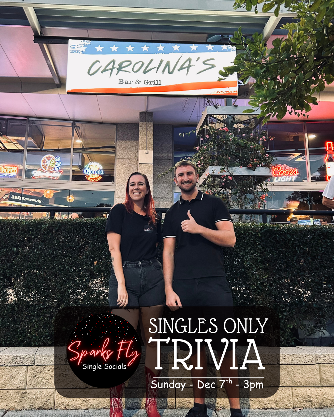 Carolinas Bar and Grill Sparks Fly Single Socials Gold Coast Trivia