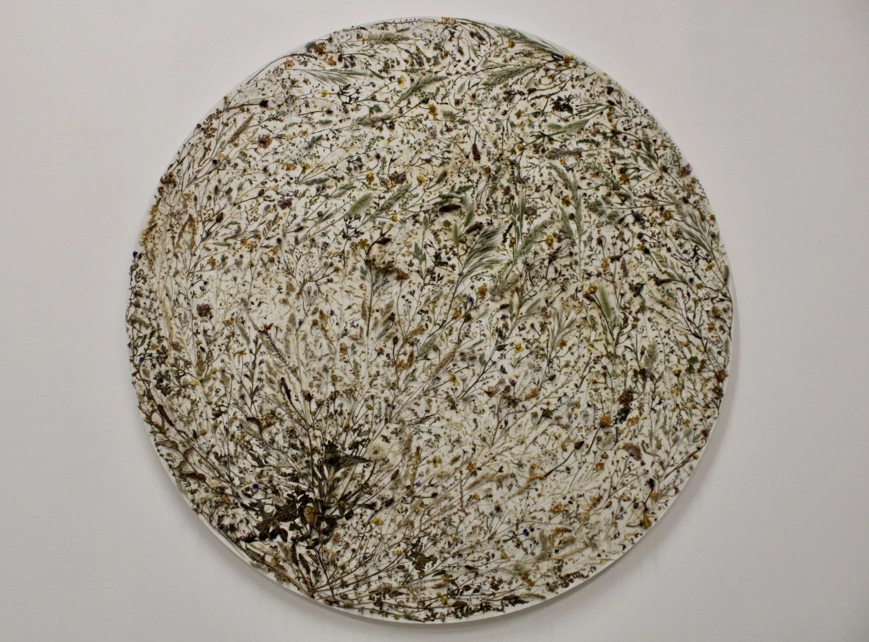 Foliage and PVA Glue on Circular Stretched Canvas, 120cm