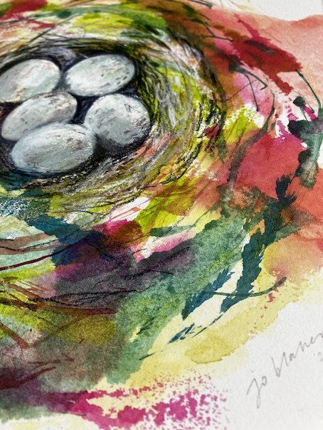 Watercolour + Pastel Nest Drawing