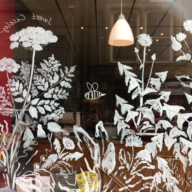 'Edible Spring' Window Drawing, Coffeevolution Huddersfield, 2019