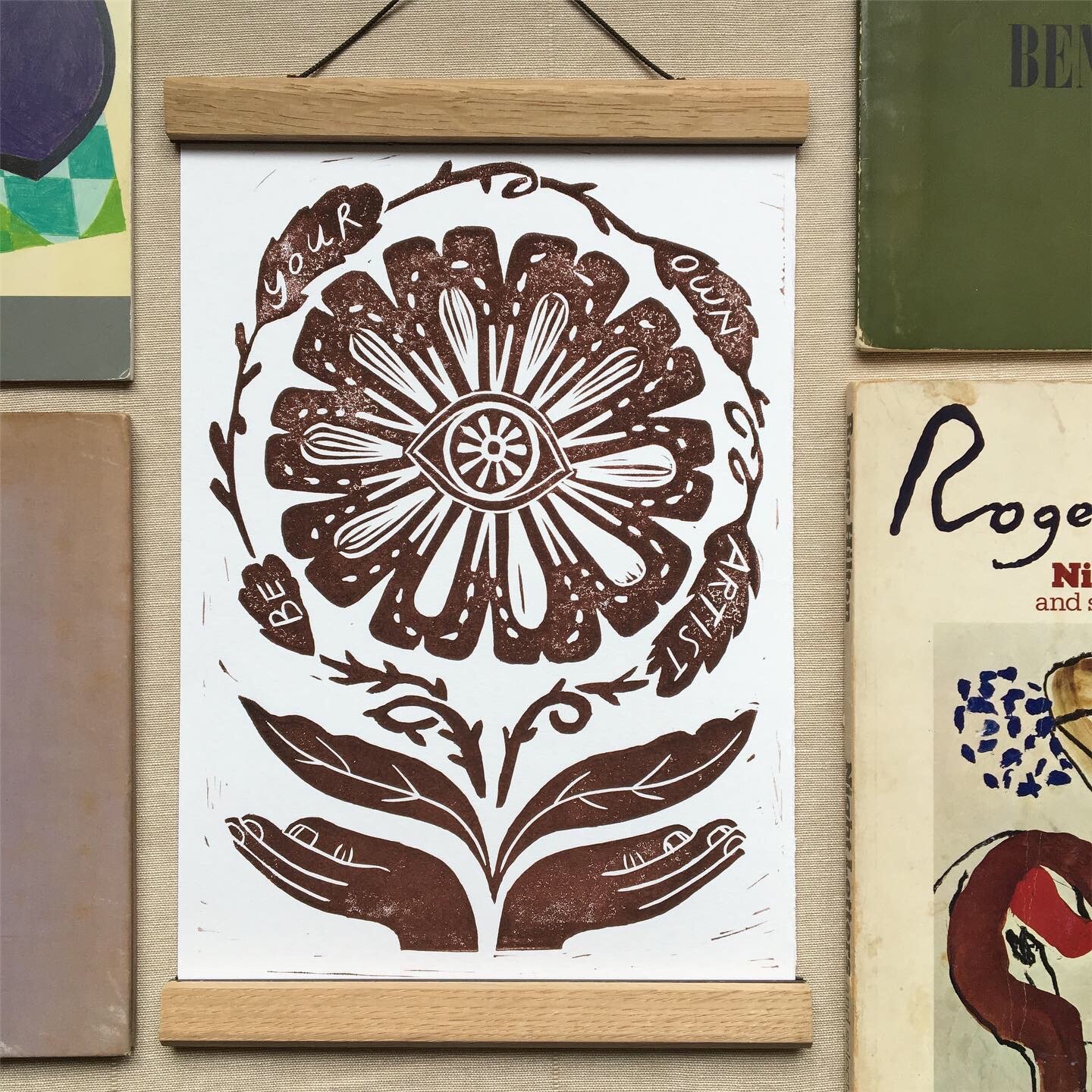'Be Your Own Artist' original lino print, 2020