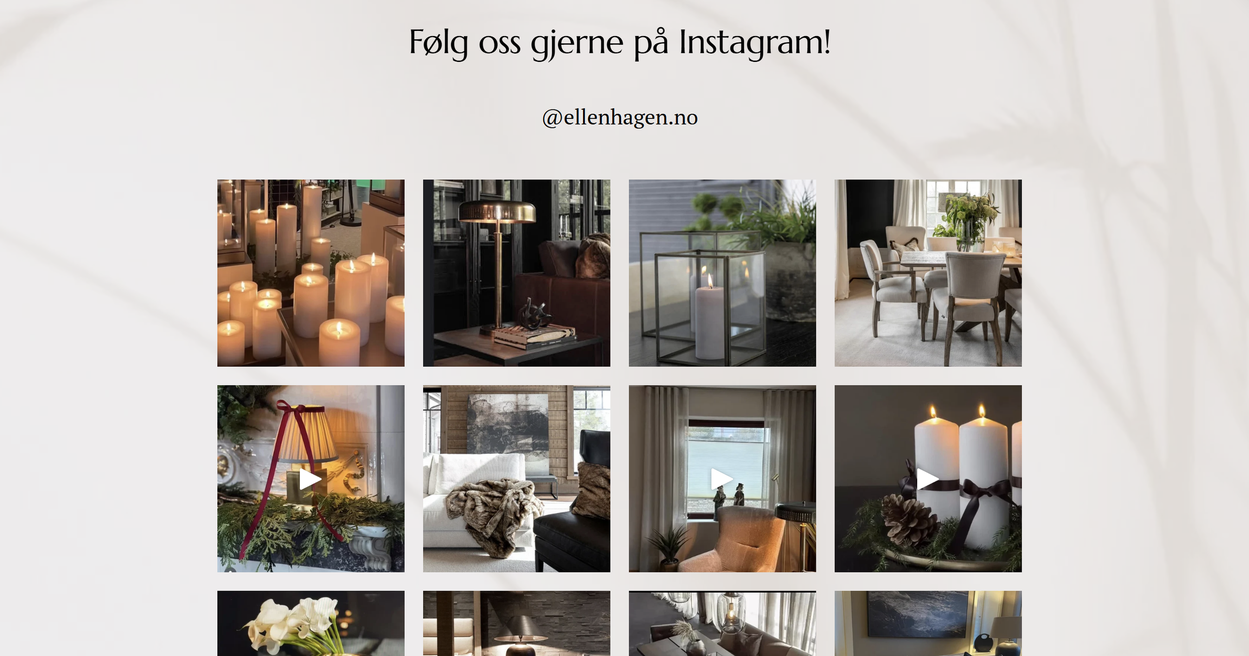 skjermbilde av oppkoblet instagram feed på nettside