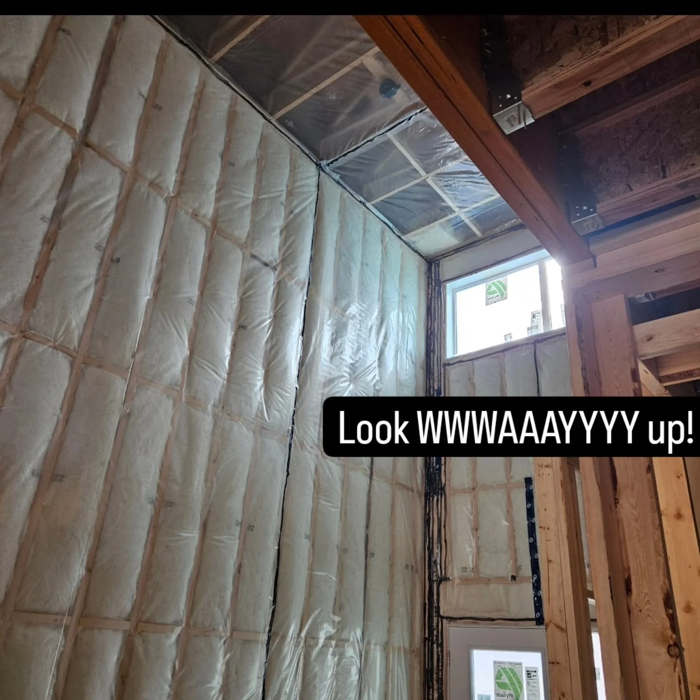 Love the clean caulking lines on this tall engineered wall! 
Can't wait for board and tape!!
➡️ safety first
#newresidential  #insulation #construction #yegconstruction #yeg #customhome #drywall
