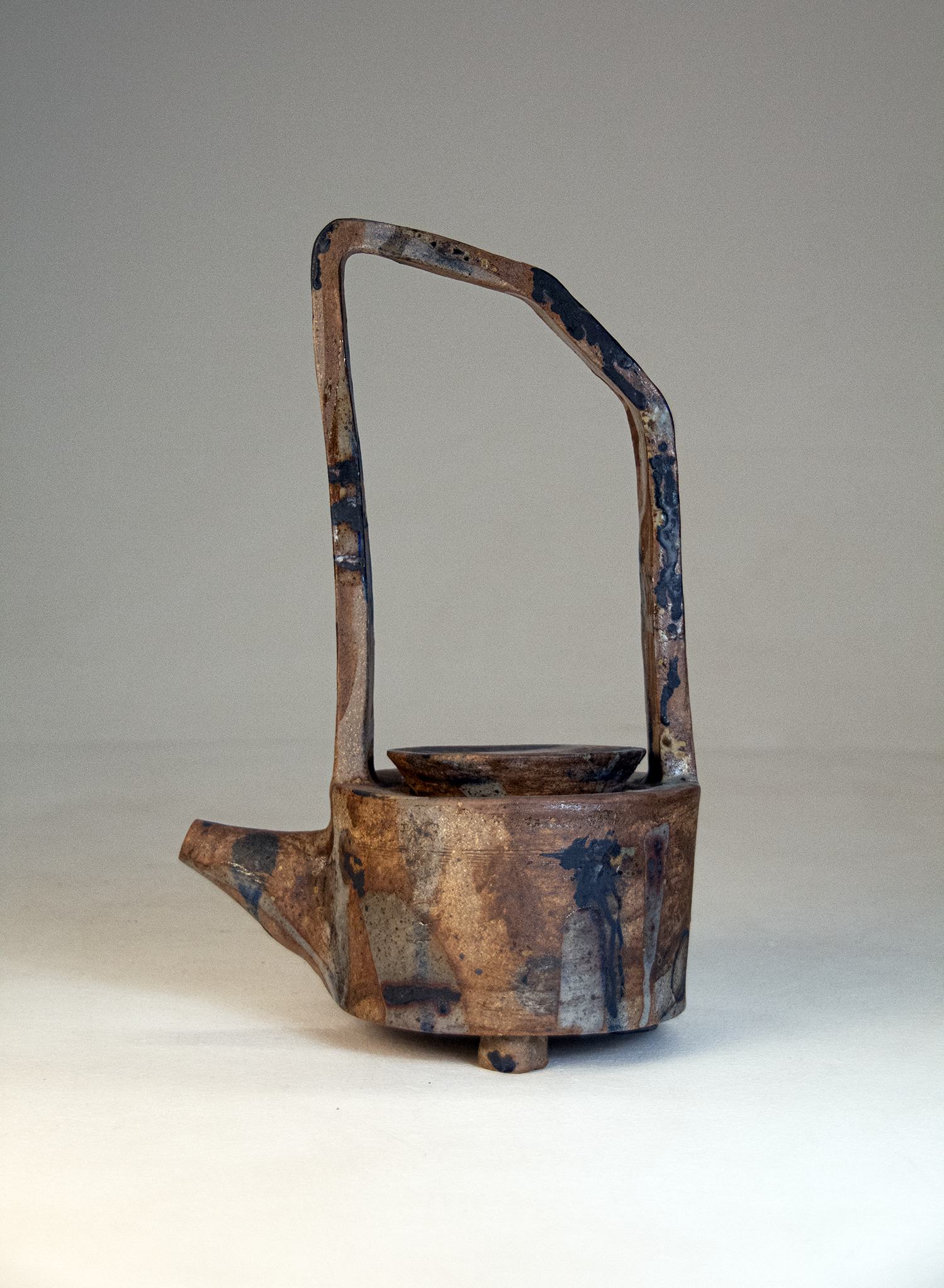 Desafinado, 2025 / Stoneware, Slip, Copper Oxide, Karatsu Clear Glaze, Woodash, Reduction Fired / 8 ¼ inch X 13 inch 
