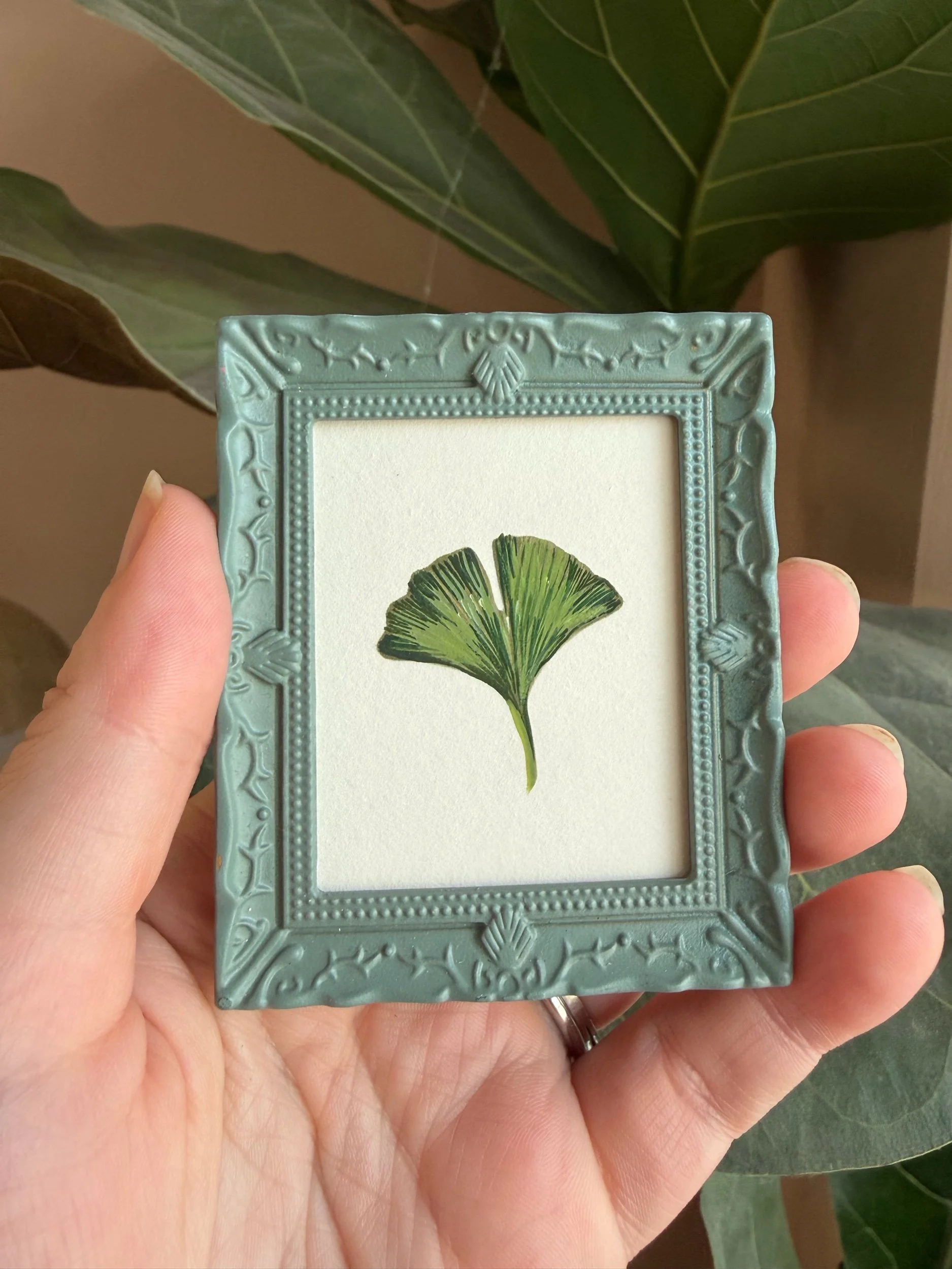 Gingko Leaf Miniature Painting