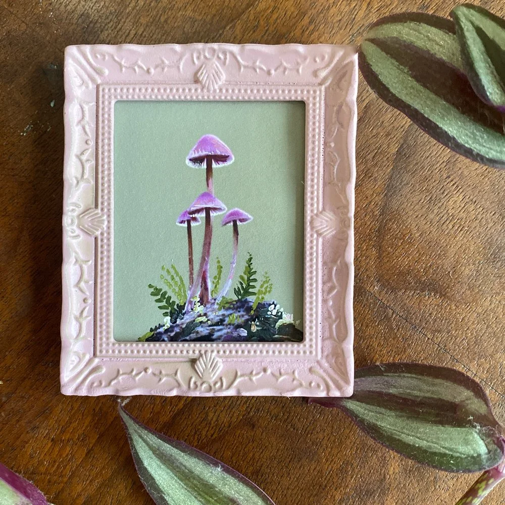 Purple Bonnet Mushroom Mini Art